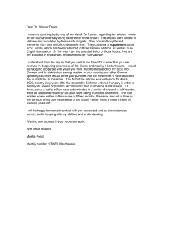 Dear Dr. Werner Dreier, I received your inquiry by way