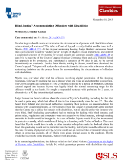 Blind Justice? Accommodating Offenders with Disabilities