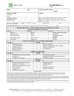 Chain Saw Evaluation Form