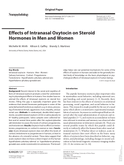Effects of Intranasal Oxytocin on Steroid Hormones in Men and