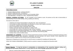 SYLLABUS PLANNING CLASS VI (2015