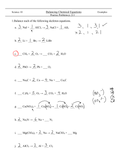 Balancing Chemical Equations 1. Balance each of the following