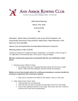 AARC Board Meeting March 17th, 2016 6:30