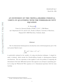 An Extension of the Chowla-Selberg Formula Useful in Quantizing