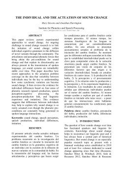 THE INDIVIDUAL AND THE ACTUATION OF SOUND CHANGE