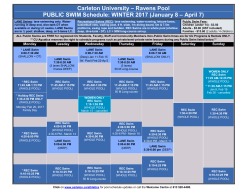 Carleton University &ndash; Ravens Pool PUBLIC SWIM Schedule