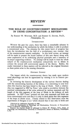 the role of countercurrent mechanisms in urine