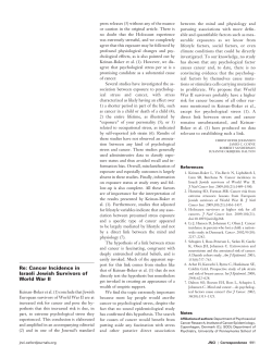 re: Cancer Incidence in Israeli Jewish survivors of World War II
