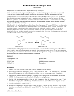 Esterification of Salicylic Acid