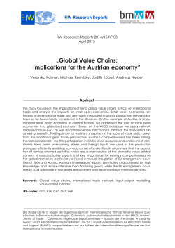 Global Value Chains: Implications for the Austrian economy