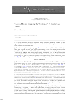 MTO 20.2: Klorman, &ldquo;Musical Form: Mapping the Territories&rdquo;