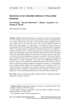 Dynamics of an inducible defence in the protist Euplotes