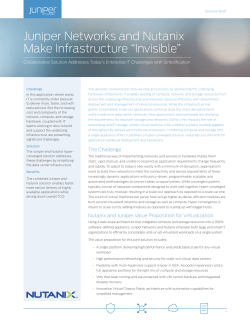 Juniper Networks and Nutanix Make Infrastructure &ldquo;Invisible&rdquo;