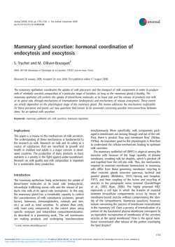 Mammary gland secretion: hormonal coordination of endocytosis