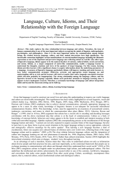 Language, Culture, Idioms, and Their Relationship with the Foreign