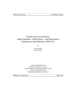 Empire and Assassination: Indian Students, `India House`, and