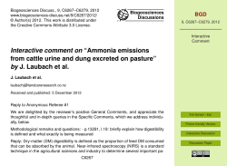 Interactive comment on &ldquo;Ammonia emissions from cattle urine and
