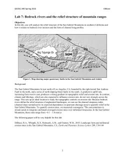 Lab 7: Bedrock rivers and the relief structure of mountain ranges
