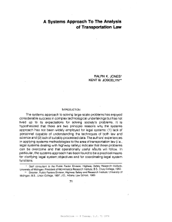 A Systems Approach To The Analysis of Transportation Law A
