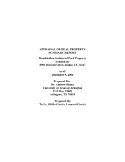 APPRAISAL OF REAL PROPERTY SUMMARY REPORT As