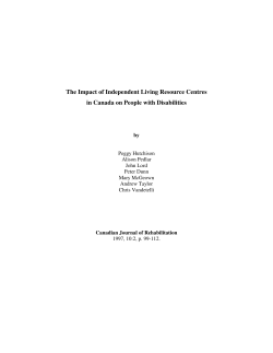 The Impact of Independent Living Resource Centres in Canada on