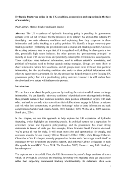 Hydraulic fracturing policy in the UK: coalition