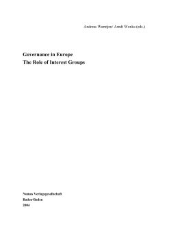 Andreas Warntjen/Arndt Wonka (eds.) Governance in Europe The