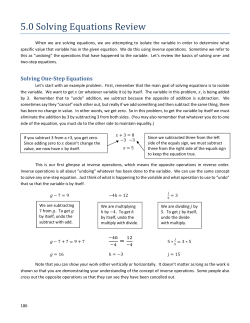 Lesson 5.0: Solving with Inverse Operations