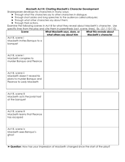 Macbeth ​ Act III: Charting Macbeth`s Character Development