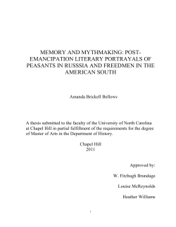 memory and mythmaking: post- emancipation
