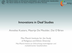 Second wave of Deaf Studies - Max Planck Institute for the Study of