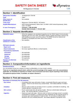 Magnesium Chloride (MgCl2), 1M Solution SDS