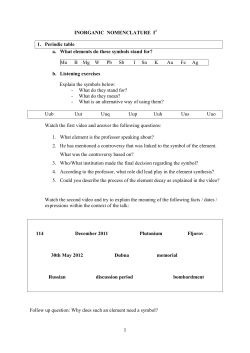 INORGANIC NOMENCLATURE I 1. Periodic table a. What