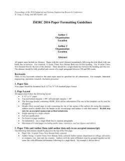 Paper format guidelines - Institute of Industrial and Systems Engineers