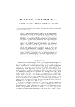 ON THE MAINTENANCE OF BIRD SONG DIALECTS keywords