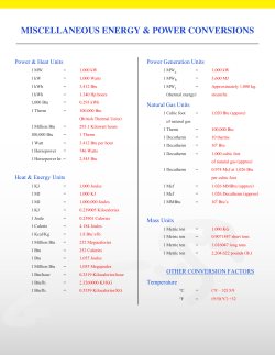 Electric and Natural Gas Energy Conversion Table