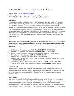 English 359/Fall 2014 American Regionalism, Realism, Naturalism