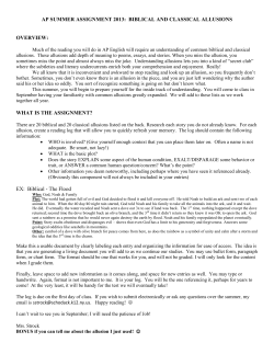 AP SUMMER ASSIGNMENT 2013: BIBLICAL AND CLASSICAL