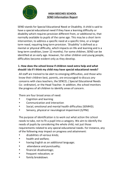 HIGH BEECHES SCHOOL SEND Information Report SEND stands