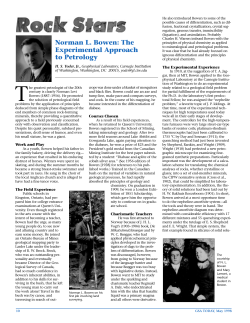 Norman L. Bowen: The Experimental Approach to Petrology