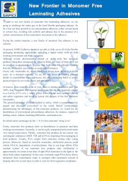New Frontier in Monomer Free Laminating Adhesives
