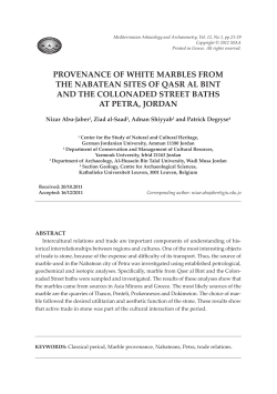 PROVENANCE OF WHITE MARBLES FROM THE NABATEAN