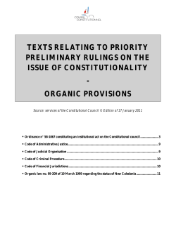 TEXTS RELATING TO PRIORITY PRELIMINARY RULINGS ON THE
