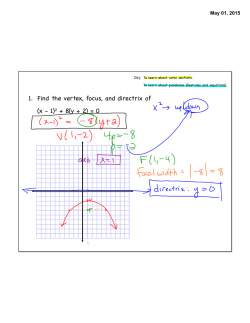 1. Find the vertex, focus, and directrix of