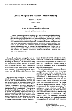 Lexical Ambiguity and Fixation Times in Reading