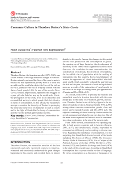 Consumer Culture in Theodore Dreiser`s Sister Carrie