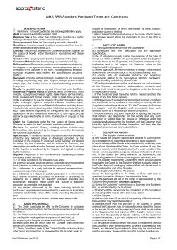 NHS SBS Standard Purchase Terms and Conditions