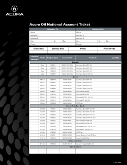 Acura Oil National Account Ticket