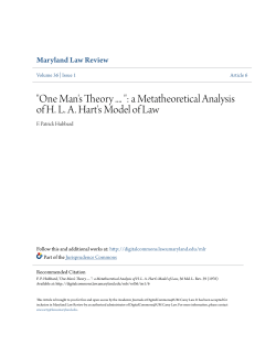 "One Man`s Theory .... ": a Metatheoretical Analysis of HLA Hart`s