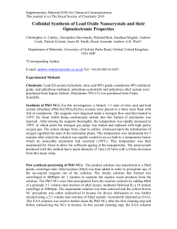 Colloidal Synthesis of Lead Oxide Nanocrystals and their
